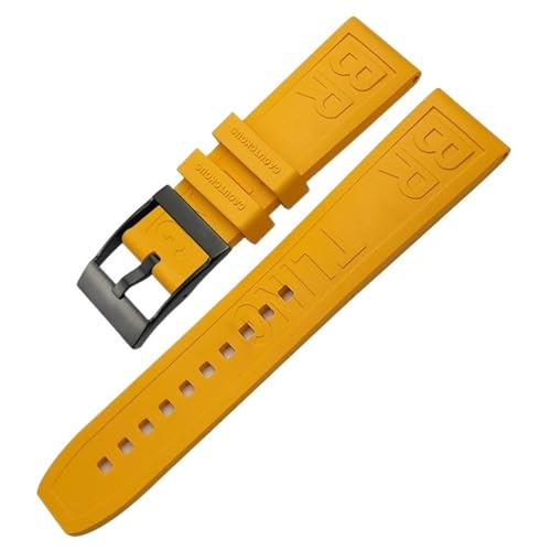 RONGYEDE Uhrenarmband aus Fluoro-Gummi 20 mm 22 mm 24 mm Rot Orange Schwarz passend für Breitling-Armband für Superocean/Navitimer/Avenger(Größe:20 mm) von RONGYEDE