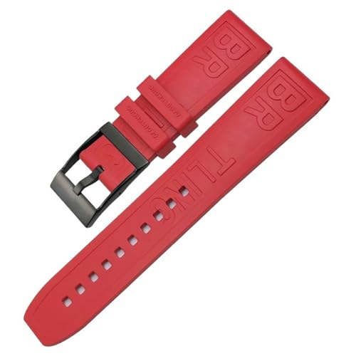 RONGYEDE Uhrenarmband aus Fluoro-Gummi 20 mm 22 mm 24 mm Rot Orange Schwarz passend für Breitling-Armband für Superocean/Navitimer/Avenger(Größe:24 mm) von RONGYEDE