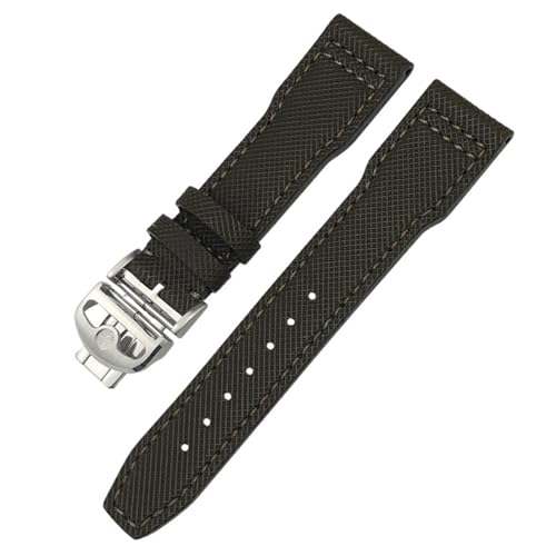 RONGYEDE Uhrenarmband für IWC Portofino Pilotenuhren IW3777 20 mm 21 mm Nylon Echtleder Grün/Blau/Schwarz(Größe:21 mm) von RONGYEDE