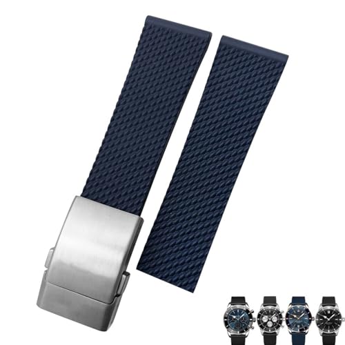 RONGYEDE Weiches Gummi-Armband für Breitling Avenger Navitimer 20 mm 22 mm 24 mm Silikon-Armband Schwarz/Blau wasserdicht Uhrenarmband Uhrenarmband(Größe:22 mm) von RONGYEDE