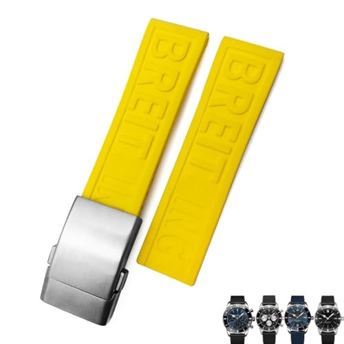 RONGYEDE Weiches Gummi-Armband für Breitling Avenger Navitimer 20 mm 22 mm 24 mm Silikon-Armband Schwarz/Blau wasserdicht Uhrenarmband Uhrenarmband(Größe:24 mm) von RONGYEDE