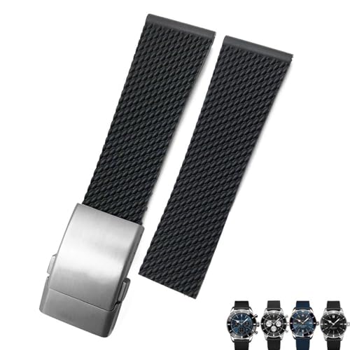 RONGYEDE Weiches Gummi-Armband für Breitling Avenger Navitimer 20 mm 22 mm 24 mm Silikon-Armband Schwarz/Blau wasserdicht Uhrenarmband Uhrenarmband(Größe:24 mm) von RONGYEDE