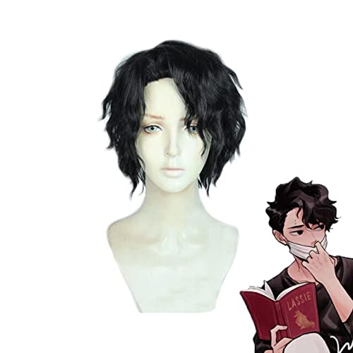 RONGYEDE-Wig Anime Cosplay Anime Cosplay Wig Kiyoomi Sakusa Wig Anime Haikyuu!! Sakusa Kiyoomi Cosplay Black Short Curly Synthetic Hair Halloween Party Costume Role Play von RONGYEDE