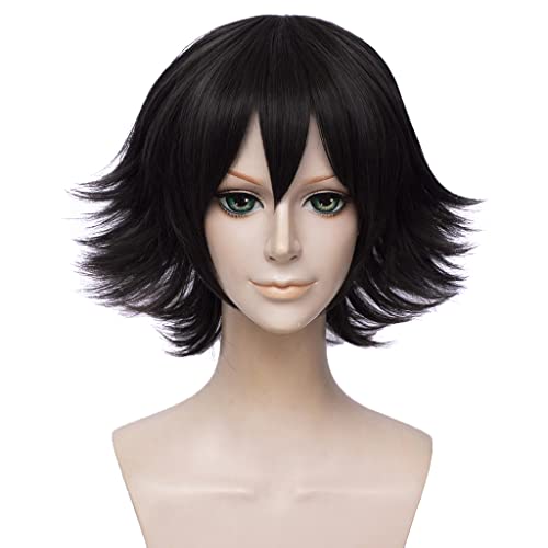 RONGYEDE-Wig Anime Cosplay Anime-Perücke Bungo Stray Dogs Cosplay Edogawa Ranpo Perücke kurze schwarze Perücke Kostüm-Halloween-Perücke for Halloween Kostümparty von RONGYEDE