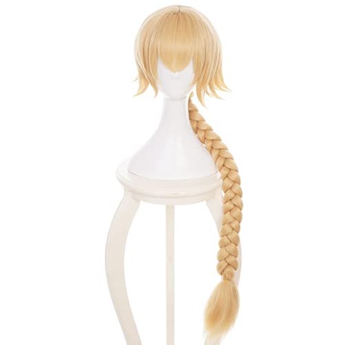 RONGYEDE-Wig Anime Cosplay Anime-Perücke Fate Cosplay Jeanne d'Arc-Perücke blonde lange Zopfperücke Kostüm-Halloween-Perücke for Halloween Kostümparty Anime-Show Cosplay-Event von RONGYEDE