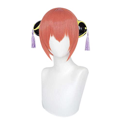 RONGYEDE-Wig Anime Cosplay Anime-Perücke Gintama Cosplay Kagura-Perücke kurze orangefarbene Perücke Kostüm-Halloween-Perücke for Halloween Kostümparty Anime-Show Cosplay-Event Konzerte von RONGYEDE