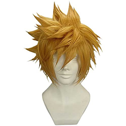 RONGYEDE-Wig Anime Cosplay Anime-Perücke Kingdom Hearts Cosplay Ventus-Perücke Kurze goldbraune Perücke Kostüm-Halloween-Perücke for Halloween Kostümparty Anime-Show Cosplay-Event von RONGYEDE