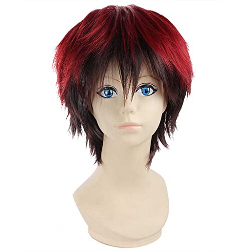 RONGYEDE-Wig Anime Cosplay Anime-Perücke Kuroko no Basuke Cosplay Kagami Taiga-Perücke rot gemischte schwarze kurze Perücke Kostüm-Halloween-Perücke for Halloween von RONGYEDE