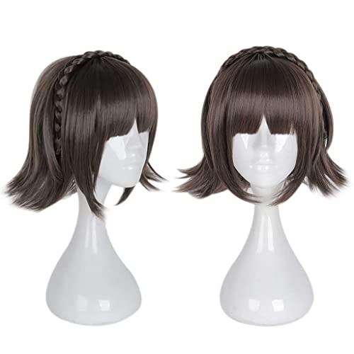 RONGYEDE-Wig Anime Cosplay Anime-Perücke Persona 5 Cosplay Makoto Niijima-Perücke dunkelbraune kurze Perücke Kostüm-Halloween-Perücke for Halloween Kostümparty Anime-Show von RONGYEDE