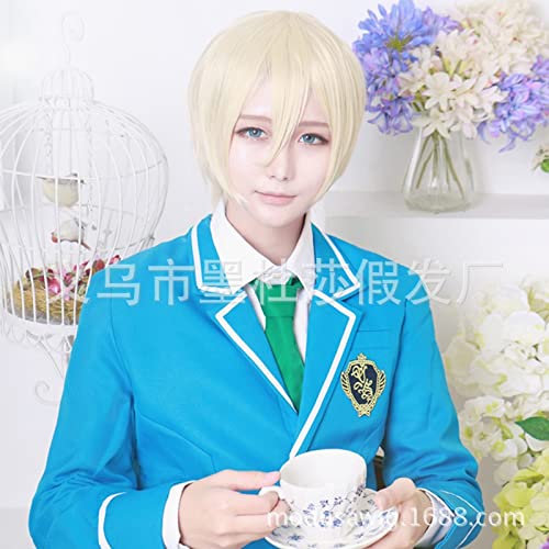 RONGYEDE-Wig Anime Cosplay Cosplay Idol Traumopfer Tianxiang Yingzhi Gold Seitenfransen COS Anime kurzes glattes Haarset von RONGYEDE