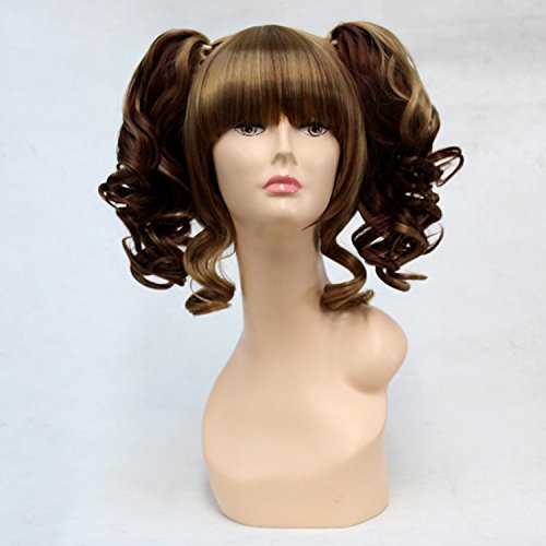 RONGYEDE-Wig Anime Cosplay Cosplay Qi LIU Hai Shuangliu Tail Terrier Brown Gold Mixed Change Game Anime CoS Wig von RONGYEDE