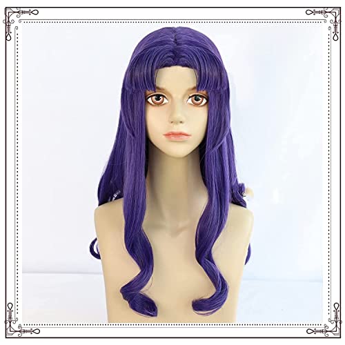 RONGYEDE-Wig Anime Cosplay Eva New Century Evangelion Misato Katsura Cosplay Perücke mit mittlerem Scheitel lila Locken von RONGYEDE