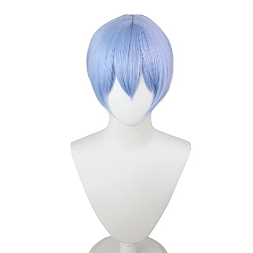 RONGYEDE-Wig Anime Cosplay Eva New Century Evangelist Lingbo Li hellblau cos Perücke Ayabari Lange Kopfhaut Kurze Haare Hellblau von RONGYEDE