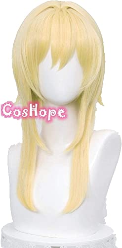 RONGYEDE-Wig Anime Cosplay Genshin Impact Traveler Cosplay Aether Lumine Blonde Perücke Cosplay Anime Perücken Hitzebeständige Synthetische Perücken Halloween for Mädchen von RONGYEDE