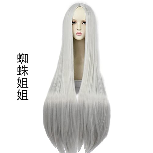 RONGYEDE-Wig Anime Cosplay Ghost Destruction of The Blade Spider Sister Spider Mother cos Wig Silver White Long Straight Hair Styling Secondary Yuan Mother Spider von RONGYEDE