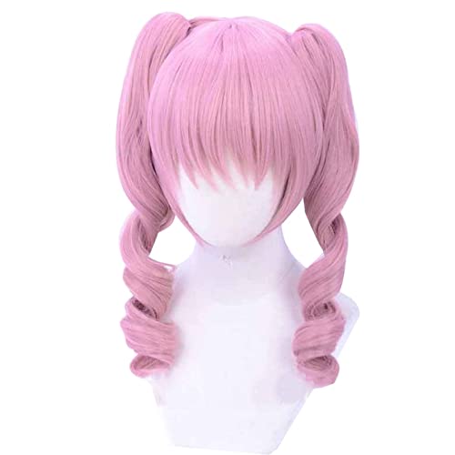 RONGYEDE-Wig Anime Cosplay Halloween Cosplay Anime Steins Gate Faris Nyan-Nyan Base Wig + Ponytail Cosplay Role Playing Pink Hair von RONGYEDE