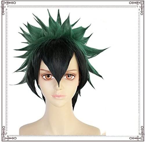 RONGYEDE-Wig Anime Cosplay My Hero Academia Midoriya Izuru COS Perücke Schwarze und grüne Anime-Perücke mit doppelter Schreibweise und umgekehrter Warp-Sektion von RONGYEDE