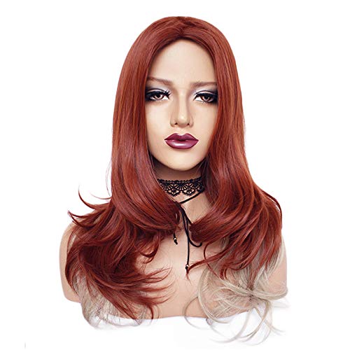 RONGYEDE-Wig Anime Cosplay Neue Avengers Endgame Black Witwe Cosplay Haarperücke Natasha Romanoff Cosplay Rötlich Braun Wellenförmige Haarperücke Halloween Requisiten von RONGYEDE