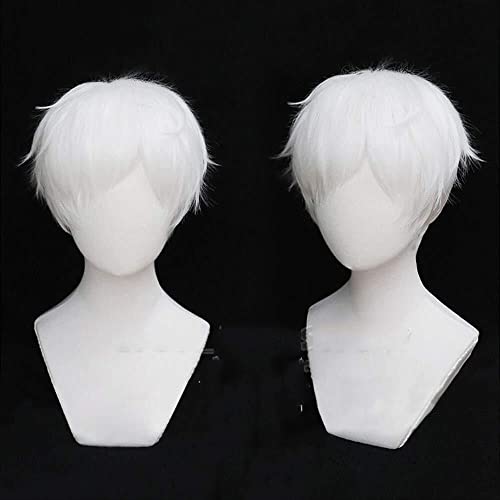 RONGYEDE-Wig Anime Cosplay Norman Cosplay Perücke Anime Yakusoku no Neverland Silbrig-weiße Cosplay Perücke The Promised Neverland Norman Cosplay von RONGYEDE