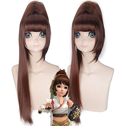 RONGYEDE-Wig Anime Cosplay Perücke for Halloween Mode Weihnachtsfeier anziehen Perücke Schwert,gemischt braun Split-Stil Hochtemperatur-Seide,Anime-Perücke von RONGYEDE