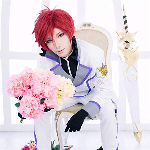 RONGYEDE-Wig Anime Cosplay Re:Life in a Different World from Zero Mens Reinhard Van Astrea Cosplay Wig Man Role Play Red Styled Short Synthetic Hair Wig von RONGYEDE