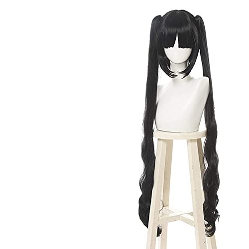 RONGYEDE-Wig Anime Cosplay Schwert Oratoria Hestia Kami Sama Cosplay Perücken Lange Schwarze Lockere Wellen Pferdeschwänze Cosplay Perücke Kunsthaar von RONGYEDE