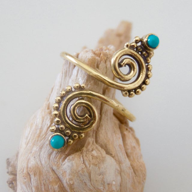 Zehenring - Messing Verstellbarer Fuß-Accessoires Fußring Fußschmuck Edelstein Geschenke Unter 20 | T41B von RONIBIZA