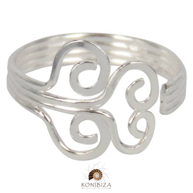 Zehenring - Silberner Verstellbarer Fußring Fußschmuck Band | T52S von RONIBIZA