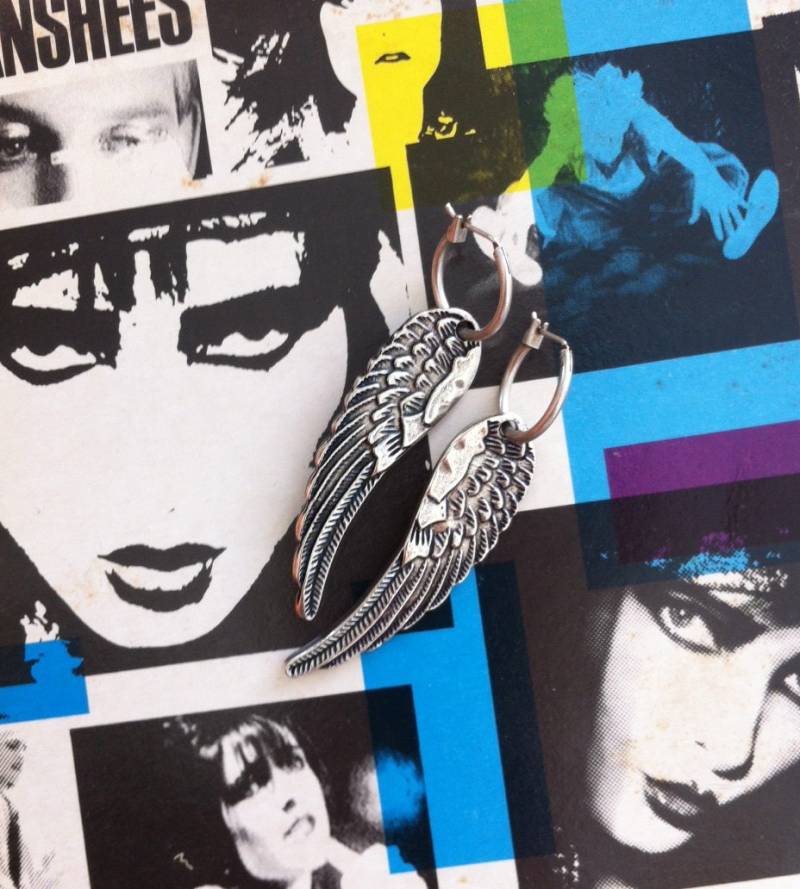 Ohrringe, Silber Creolen Flügel Große Engelsflügel Baumeln Ohrringe von RONIMO