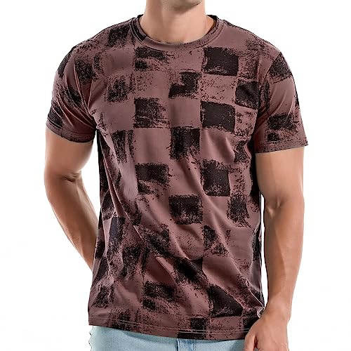 RONOMO Herren Mode Krawatte Dye T-Shirt Casual Print T-Shirt Graffiti T-Shirt(ZG Lila M) von RONOMO