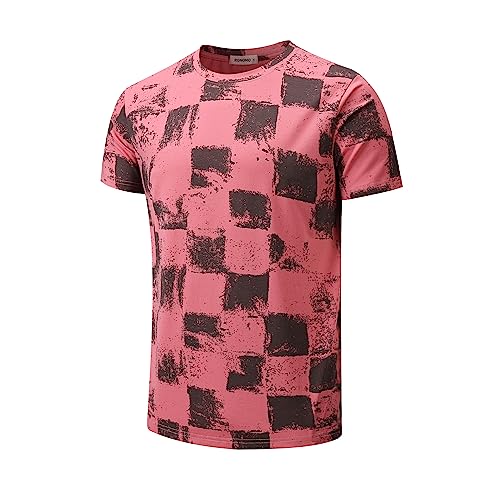 RONOMO Herren Mode Krawatte Dye T-Shirt Casual Print T-Shirt Graffiti T-Shirt(ZG Rosa M) von RONOMO