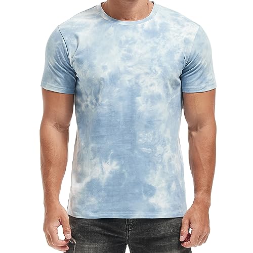 RONOMO Herren Mode Krawatte Dye T-Shirt Casual Print T-Shirt Graffiti T-Shirt(ZR Blauer weiß M) von RONOMO