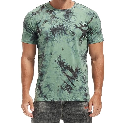 RONOMO Herren T-Shirts, Tie Dyed T-Shirts, Bedruckte T-Shirts, Casual T-Shirts（ZR Grün XL） von RONOMO