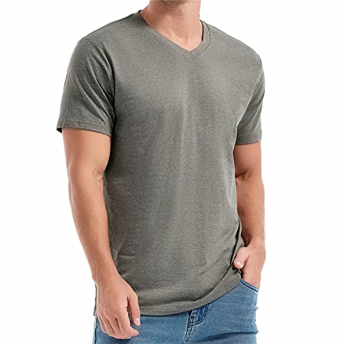 RONOMO Herren T-Shirt Basic T-Shirt mit V-Ausschnitt（V2V Grau 4XL von RONOMO