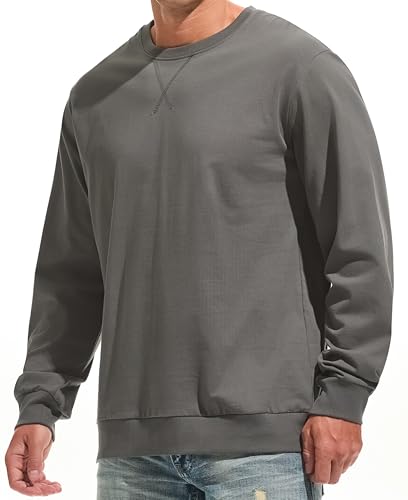 RONOMO Herren einfarbiges T-Shirt|Vorwaschschutz|Anti-Entfarbung|（CLW Grau XXL von RONOMO