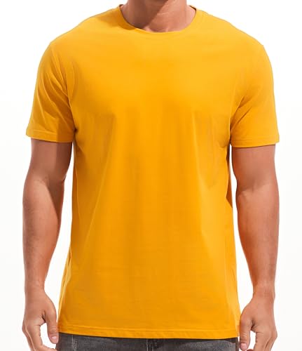RONOMO Herren T-Shirt City Classic Micro Elastic Solid Color Bequemes Ice Feel T-Shirt（JS Gelb 4XL von RONOMO