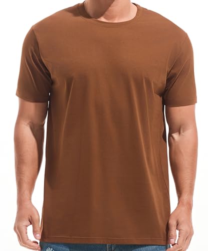 RONOMO Herren T-Shirt City Classic Micro Elastic Solid Color Bequemes Ice Feel T-Shirt（JS Kaffee XXL von RONOMO