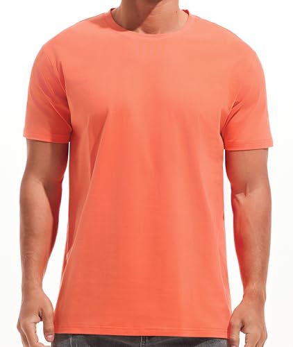 RONOMO Herren T-Shirt City Classic Micro Elastic Solid Color Bequemes Ice Feel T-Shirt（JS Orange S von RONOMO