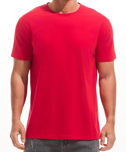 RONOMO Herren T-Shirt City Classic Micro Elastic Solid Color Bequemes Ice Feel T-Shirt（JS Rot 4XL von RONOMO