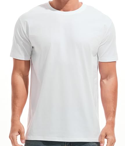 RONOMO Herren T-Shirt City Classic Micro Elastic Solid Color Bequemes Ice Feel T-Shirt（JS Weiß XXL von RONOMO