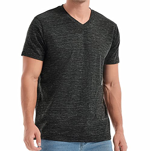 RONOMO Herren T-Shirt V-Ausschnitt T-Shirt（V01 Schwarz 4XL von RONOMO