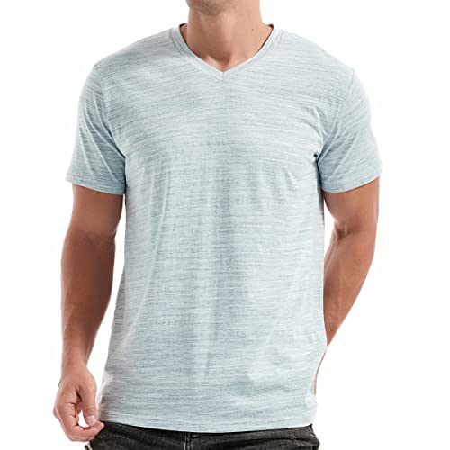 RONOMO Herren T-Shirt V-Ausschnitt T-Shirt（V01 blau 4XL von RONOMO