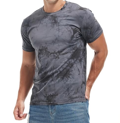 RONOMO Herren T-Shirts, Tie Dyed T-Shirts, Bedruckte T-Shirts, Casual T-Shirts（ZR Grau S） von RONOMO