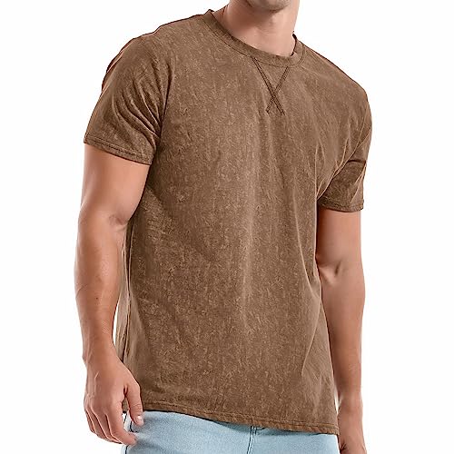 RONOMO Männer T-Shirt, Hochwertiges T-Shirt, Einfarbige T-Shirt, Mode T-Shirt (CSX Khaki XL) von RONOMO