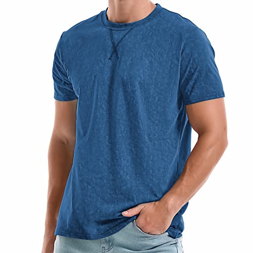 RONOMO Männer T-Shirt, Hochwertiges T-Shirt, Einfarbige T-Shirt, Mode T-Shirt (CSX blau XXL) von RONOMO