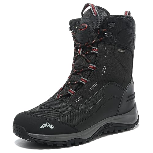 Schneestiefel für Herren Warm Gefüttert Winterstiefel Wasserdicht Trekking Wanderschuhe (Schwarz grau, numeric_41) von ROOKMARK