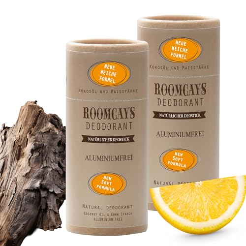 Ein Set natürlicher Deodorant-Sticks für Männer enthält Sheabutter, ausschließlich natürliche Inhaltsstoffe, hinterlässt keine Rückstände (2) von ROOMCAYS