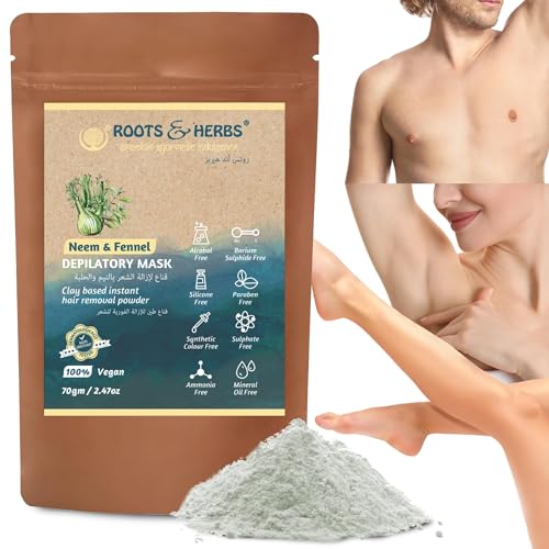 ROOTS AND HERBS Vegane Haarentfernung – Neem und Fenchel Enthaarungsmaske – Männer und Frauen Gesichtshaarentfernung für empfindliche Haut, Bio-Haarentferner, Kubik, Bikini, Beinmaske, Puderwachs 70 g ROOTS AND HERBS Vegane Haarentfernung – Neem und Fenchel Enthaarungsmaske – Männer und Frauen Gesichtshaarentfernung für empfindliche Haut, Bio-Haarentferner, Kubik, Bikini, Beinmaske, Puderwachs 70 g von ROOTS AND HERBS