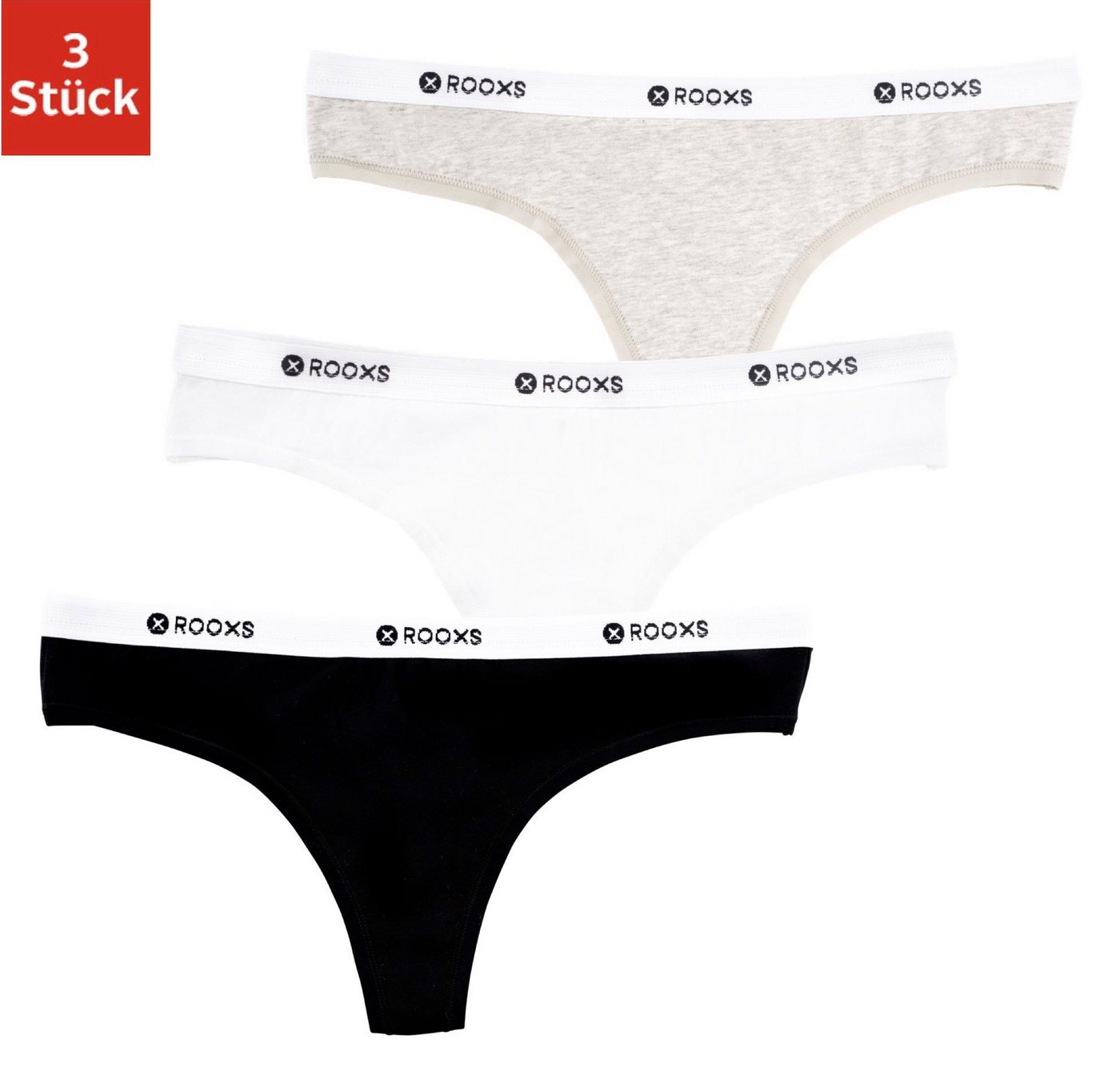 ROOXS Tanga Unterwäsche Damen String Unterhosen (3-St) Baumwolle Tanga von ROOXS