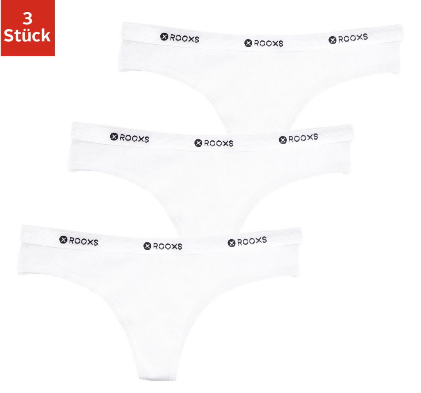 ROOXS Tanga Unterwäsche Damen String Unterhosen (3-St) Baumwolle Tanga von ROOXS